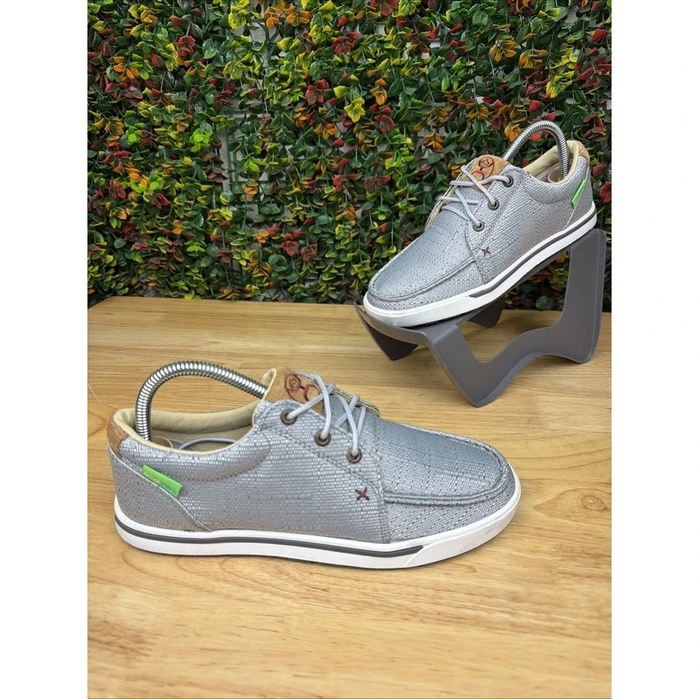 Twisted X Hooey Shoes Loper Casual Boat Sneakers WHYC009 Gray Silver Women's 7